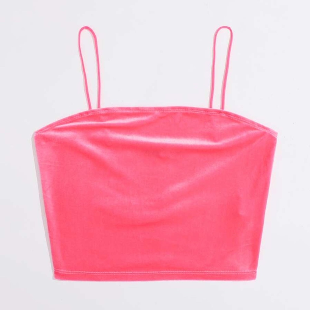 Glamorous Y2K Bright Neon Pink Velvet Cami CropTop